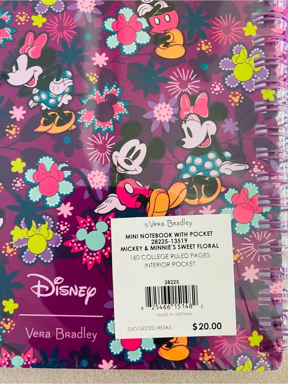 Vera Bradley Disney “ Mickey & Minnie’s Sweet Floral “Notebook NWT